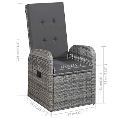 vidaXL 7 Piece Garden Dining Set with Cushions Grey Poly Rattan 5