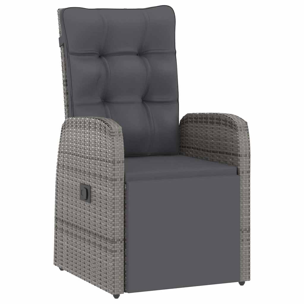 vidaXL 7 Piece Garden Dining Set with Cushions Grey Poly Rattan 3