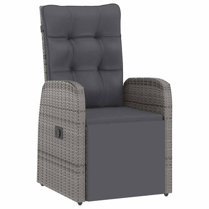vidaXL 7 Piece Garden Dining Set with Cushions Grey Poly Rattan 3