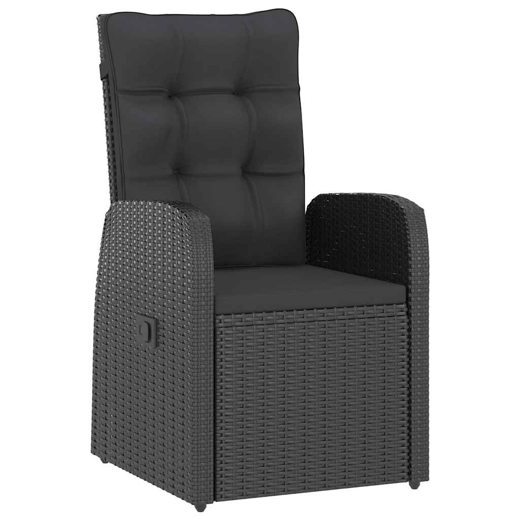 vidaXL 7 Piece Garden Dining Set with Cushions Black Poly Rattan 3