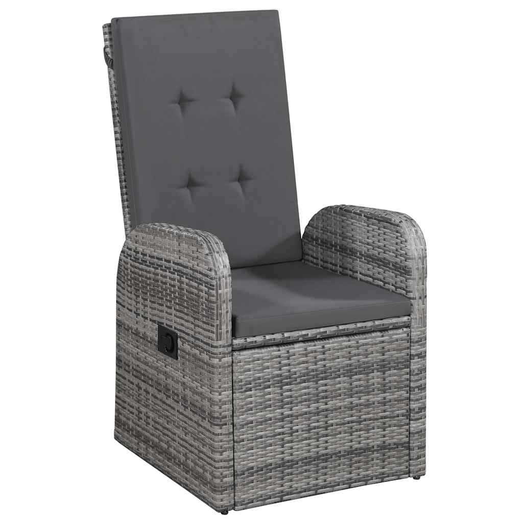 vidaXL 3 Piece Garden Dining Set with Cushions Grey Poly Rattan 2