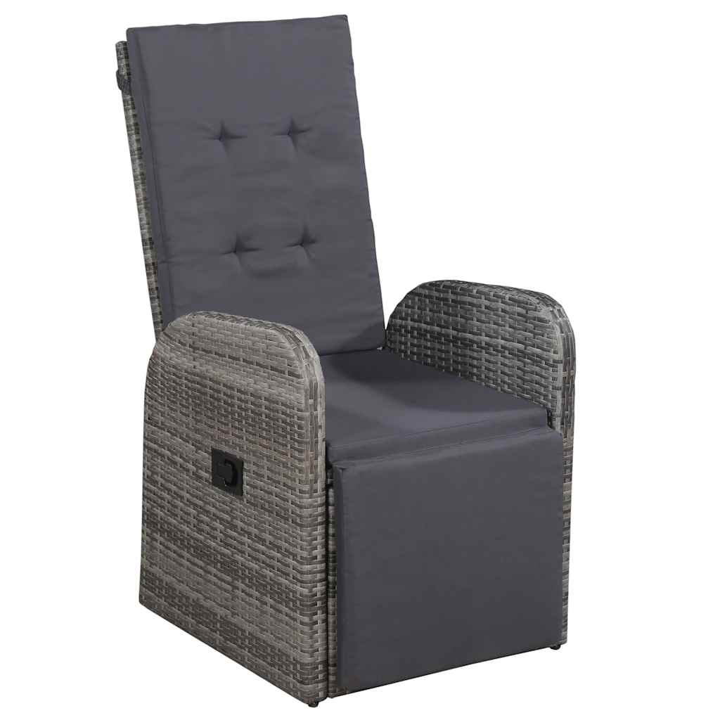 vidaXL 5 Piece Garden Dining Set with Cushions Grey Poly Rattan 3