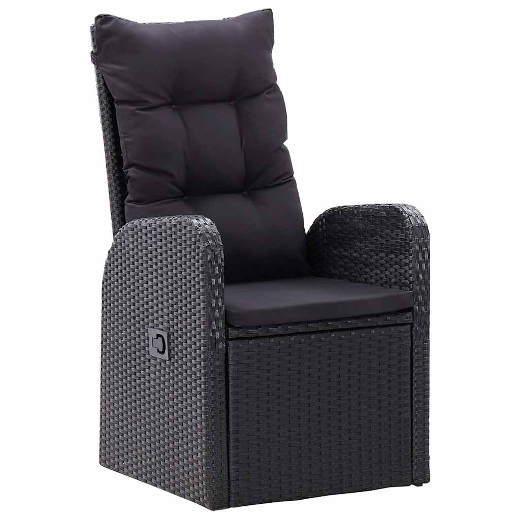 vidaXL 5 Piece Garden Dining Set with Cushions Black Poly Rattan 2