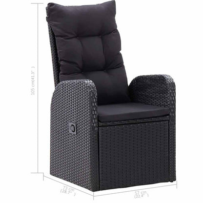 vidaXL 5 Piece Garden Dining Set with Cushions Black Poly Rattan 5