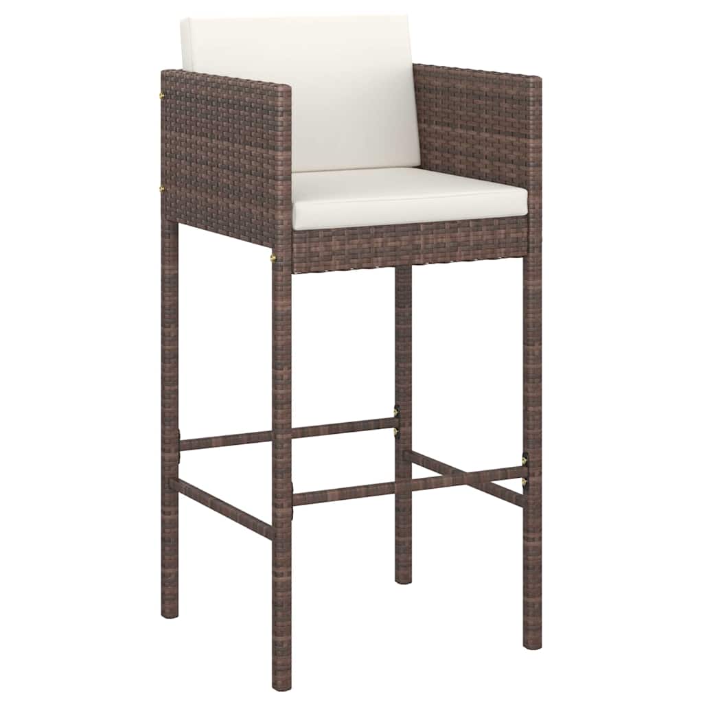 5 Piece Garden Bar Set with Cushions Poly Rattan Brown 100 x 60.5 x 110.5 cm