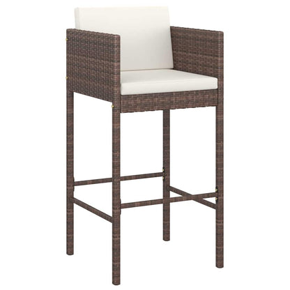 5 Piece Garden Bar Set with Cushions Poly Rattan Brown 100 x 60.5 x 110.5 cm