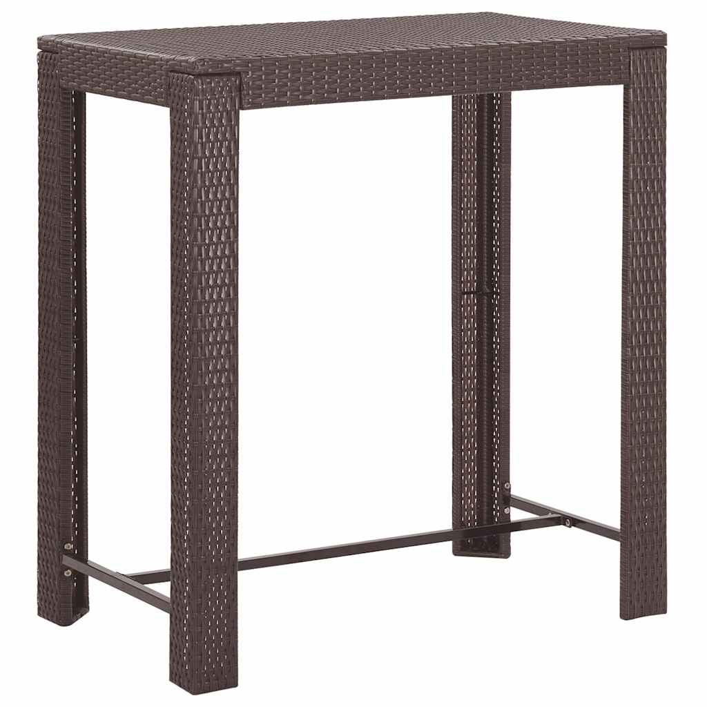 5 Piece Garden Bar Set with Cushions Poly Rattan Brown 100 x 60.5 x 110.5 cm