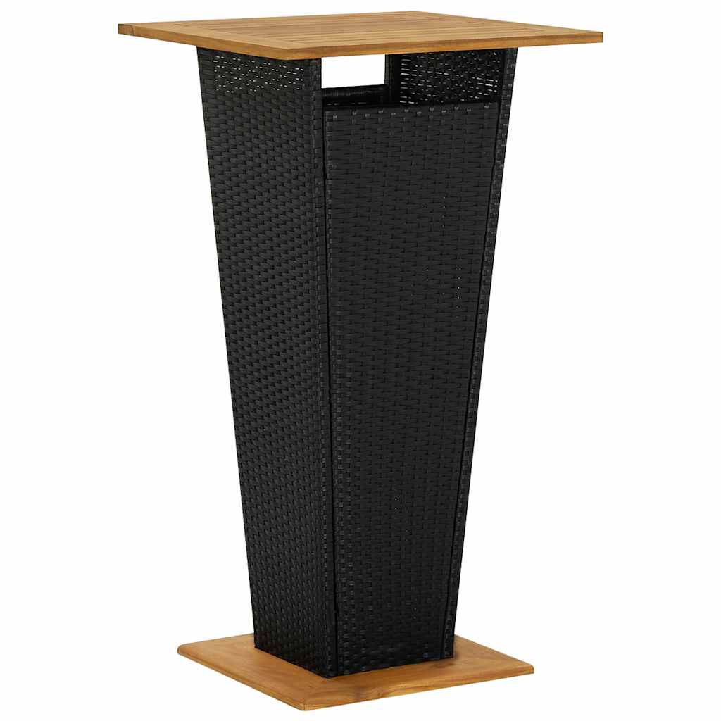 3 Piece Garden Bar Set with Cushions Poly Rattan Black 60 cm 60 cm