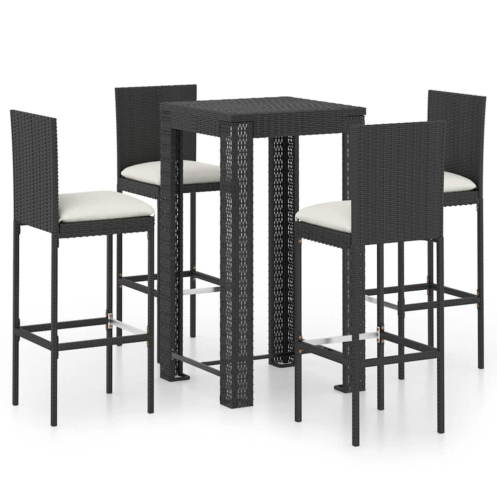 vidaXL 7 Piece Garden Bar Set with Cushions Poly Rattan
