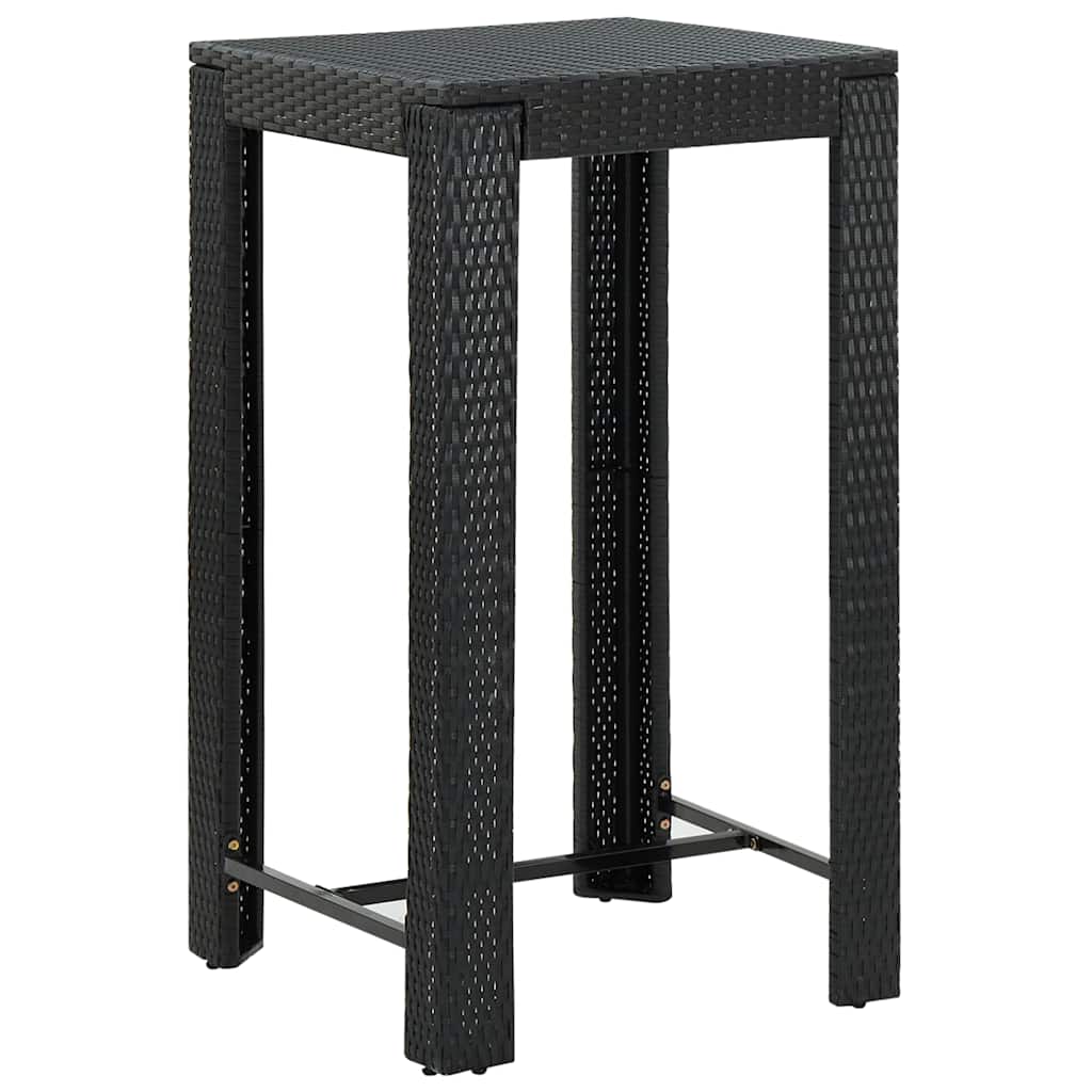7 Piece Garden Bar Set with Cushions Poly Rattan Black 60.5 x 60.5 x 110.5 cm