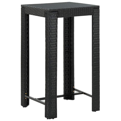 7 Piece Garden Bar Set with Cushions Poly Rattan Black 60.5 x 60.5 x 110.5 cm