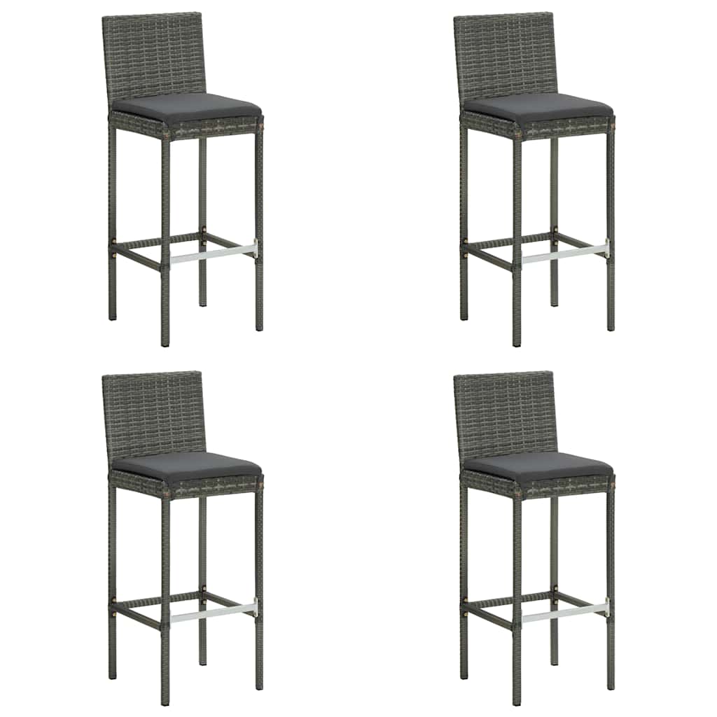 5 Piece Garden Bar Set with Cushions Poly Rattan Grey 70 cm 70 cm
