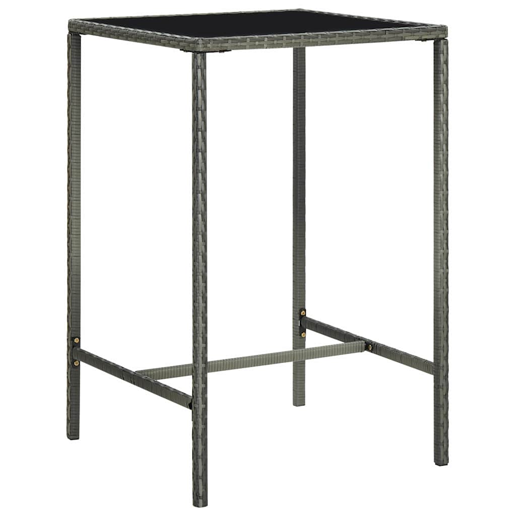 5 Piece Garden Bar Set with Cushions Poly Rattan Grey 70 cm 70 cm
