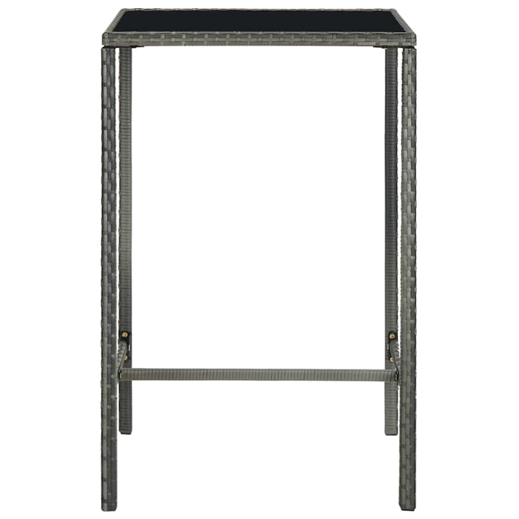 5 Piece Garden Bar Set with Cushions Poly Rattan Grey 70 cm 70 cm