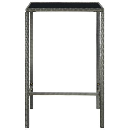 5 Piece Garden Bar Set with Cushions Poly Rattan Grey 70 cm 70 cm