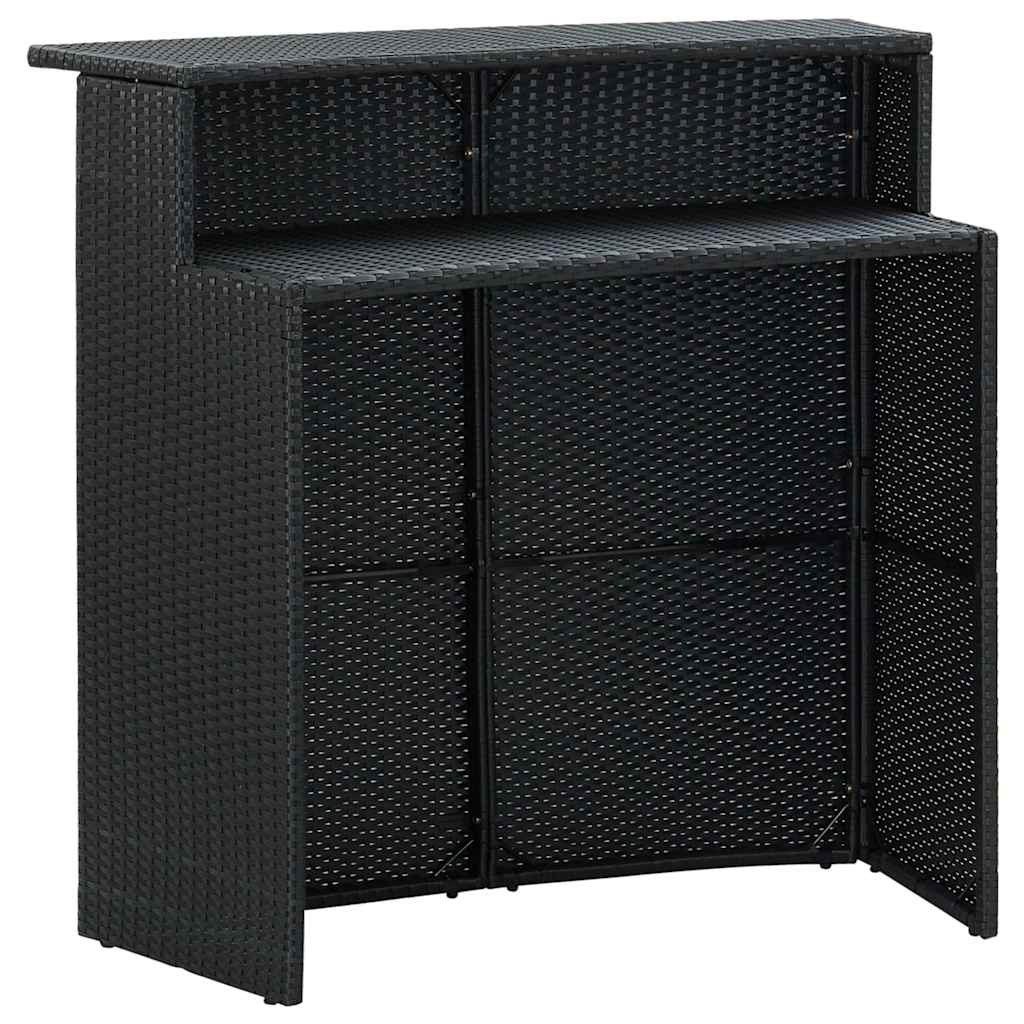vidaXL 5 Piece Garden Bar Set with Cushions Poly Rattan Black 5