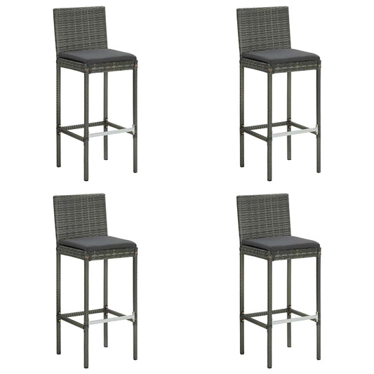 vidaXL 5 Piece Garden Bar Set with Cushions Poly Rattan Grey 2
