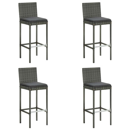 3 Piece Garden Bar Set with Cushions Poly Rattan Grey