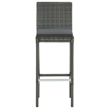 vidaXL 5 Piece Garden Bar Set with Cushions Poly Rattan Grey 4