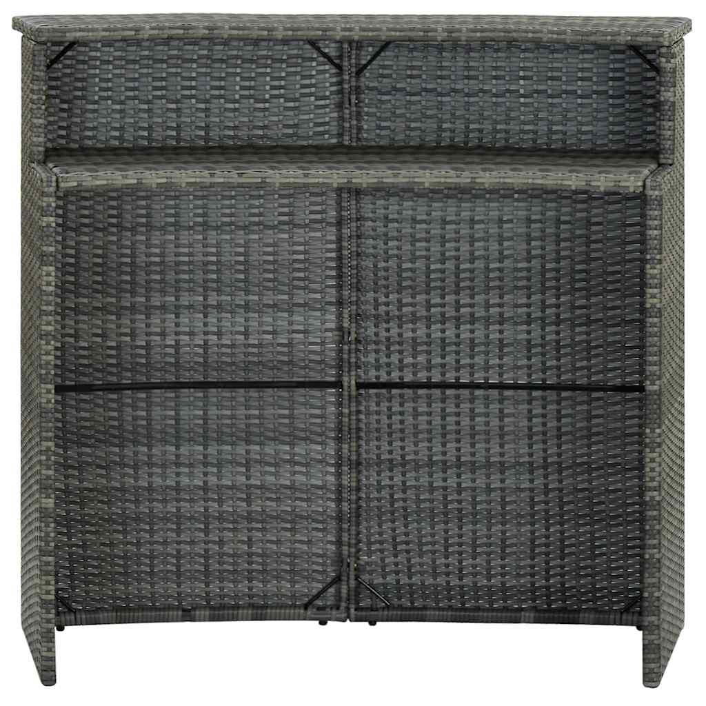 vidaXL 5 Piece Garden Bar Set with Cushions Poly Rattan Grey 6