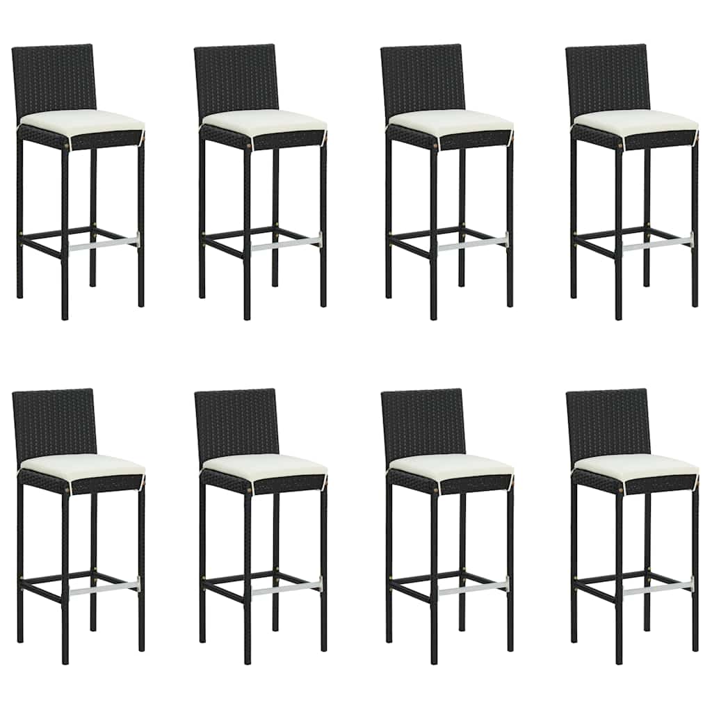 vidaXL 9 Piece Garden Bar Set with Cushions Poly Rattan Black 2