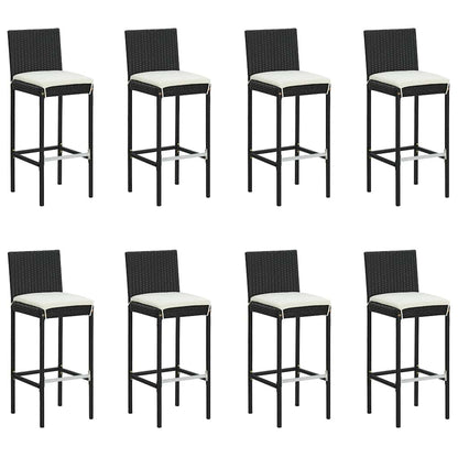 vidaXL 9 Piece Garden Bar Set with Cushions Poly Rattan Black 2