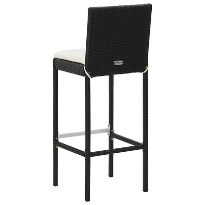 vidaXL 9 Piece Garden Bar Set with Cushions Poly Rattan Black 6