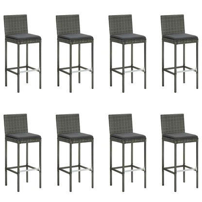 vidaXL 9 Piece Garden Bar Set with Cushions Poly Rattan Grey 2