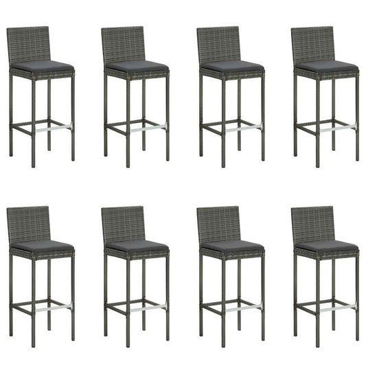 vidaXL 9 Piece Garden Bar Set with Cushions Poly Rattan Grey 2