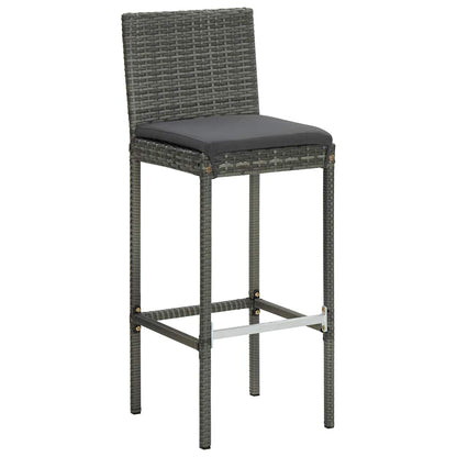 vidaXL 9 Piece Garden Bar Set with Cushions Poly Rattan Grey 3