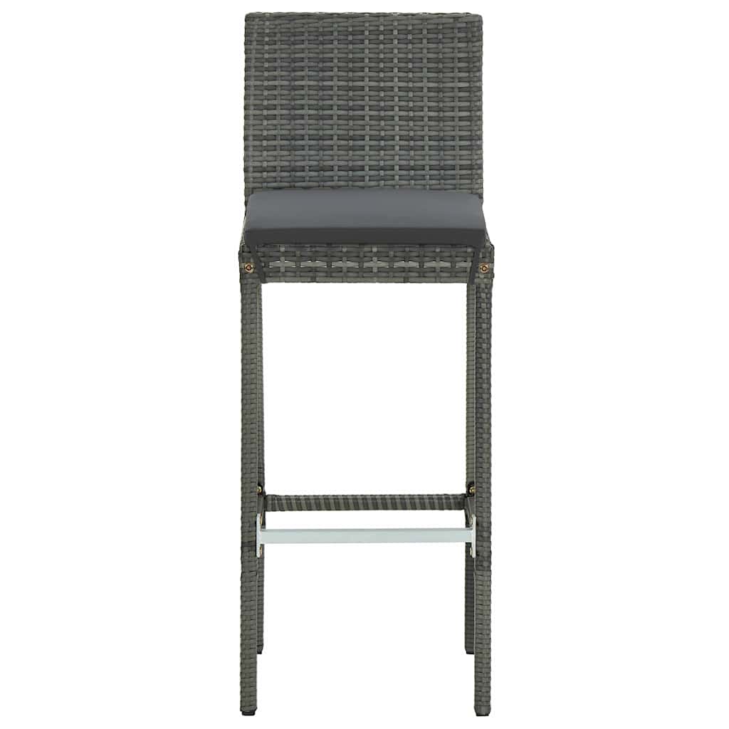 vidaXL 9 Piece Garden Bar Set with Cushions Poly Rattan Grey 4