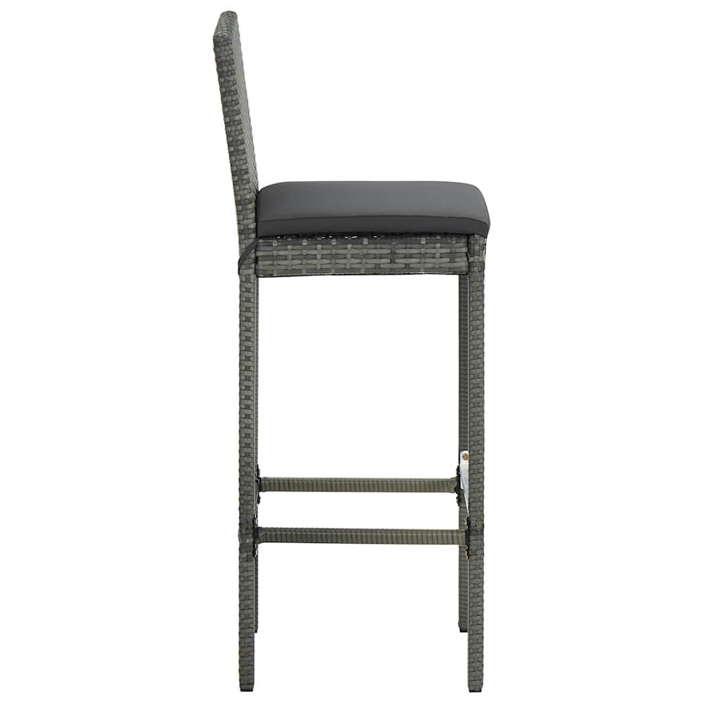 vidaXL 9 Piece Garden Bar Set with Cushions Poly Rattan Grey 5