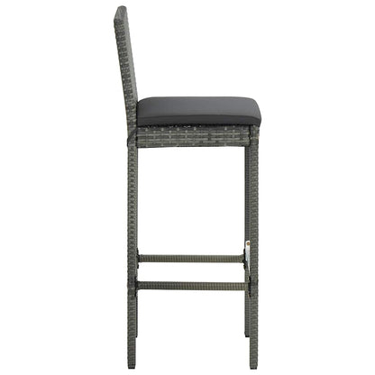 vidaXL 9 Piece Garden Bar Set with Cushions Poly Rattan Grey 5