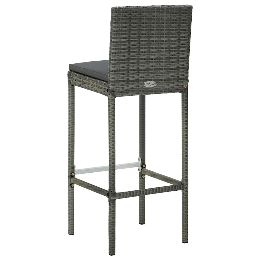 vidaXL 9 Piece Garden Bar Set with Cushions Poly Rattan Grey 6