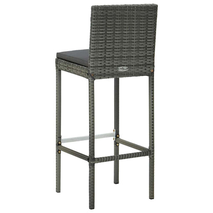 vidaXL 9 Piece Garden Bar Set with Cushions Poly Rattan Grey 6