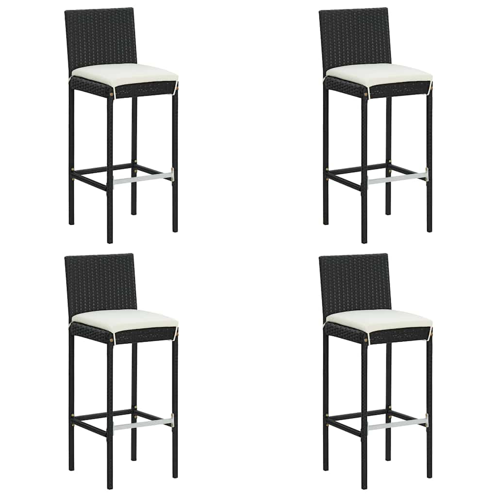 vidaXL 9 Piece Garden Bar Set with Cushions Poly Rattan Black 2