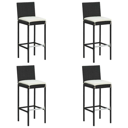 vidaXL 9 Piece Garden Bar Set with Cushions Poly Rattan Black 2