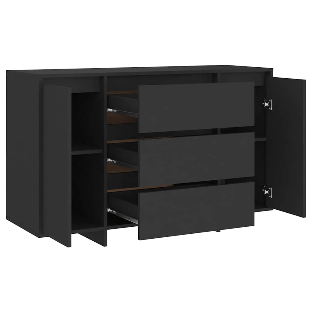 Sideboard with 3 Drawers 120x41x75 cm Engineered Wood Black