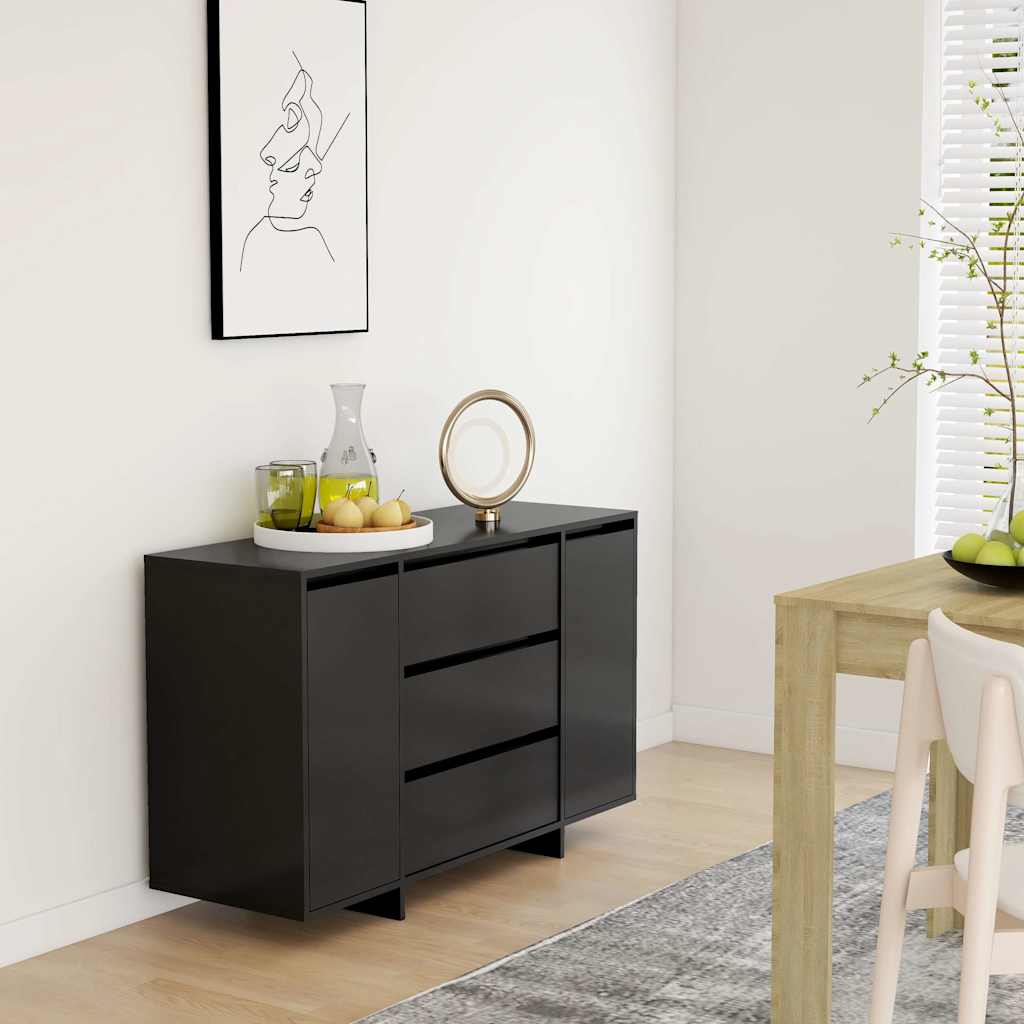 Sideboard with 3 Drawers 120x41x75 cm Engineered Wood Black