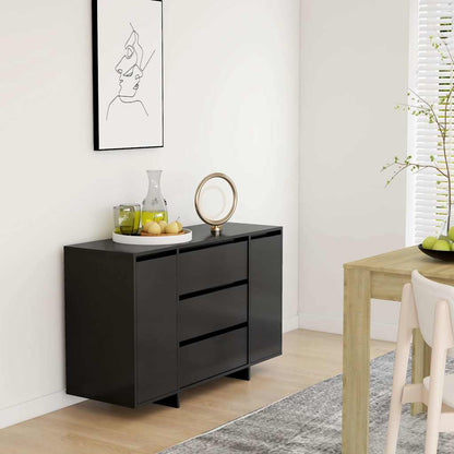 Sideboard with 3 Drawers 120x41x75 cm Engineered Wood Black