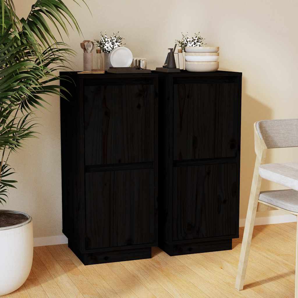 Sideboards 31,5x34x75 cm Solid Wood Pine Black