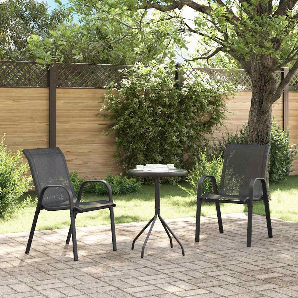 Stackable Garden Chairs Textilene Fabric Black 2