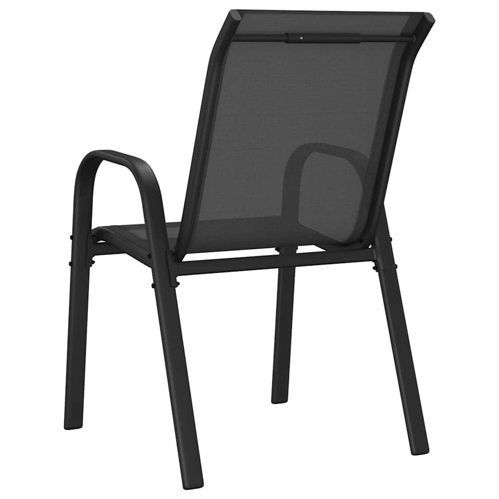 Stackable Garden Chairs Textilene Fabric Black 2