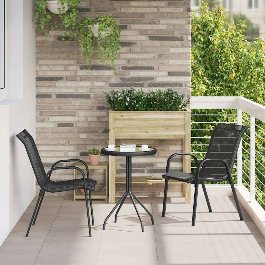 Stackable Garden Chairs Textilene Fabric Black 2