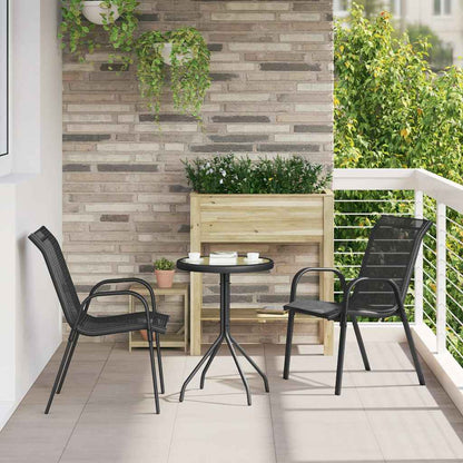 Stackable Garden Chairs Textilene Fabric Black 2