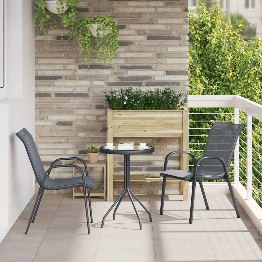 Stackable Garden Chairs Textilene Fabric Grey 2