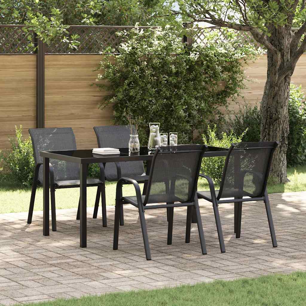 Stackable Garden Chairs Textilene Fabric Black 4
