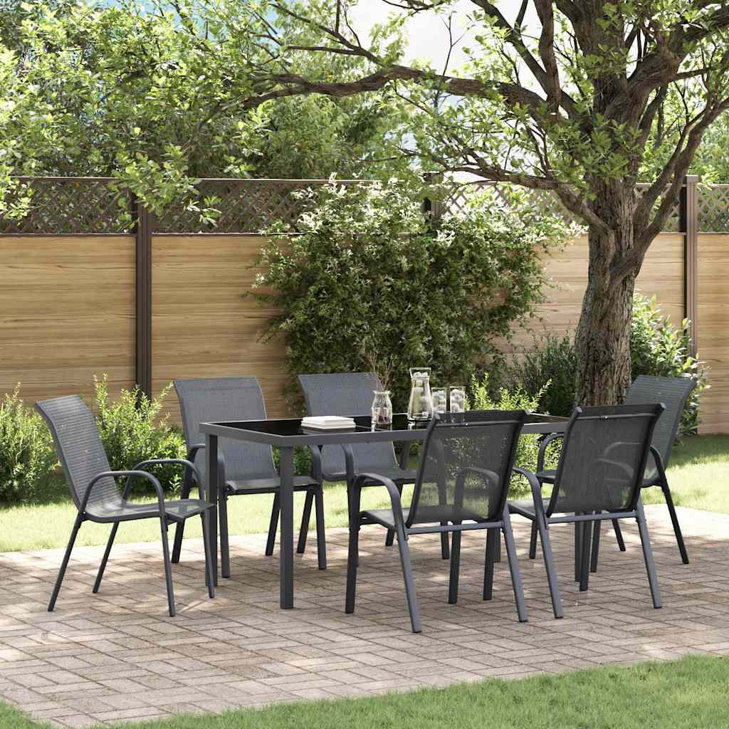Stackable Garden Chairs Textilene Fabric Grey 6