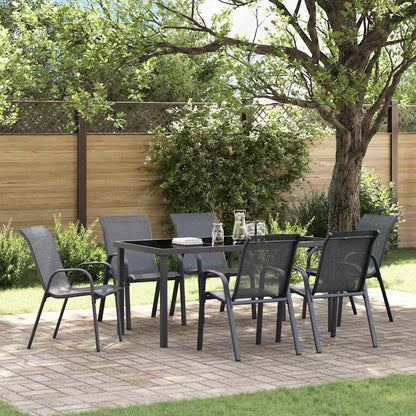 Stackable Garden Chairs Textilene Fabric Grey 6