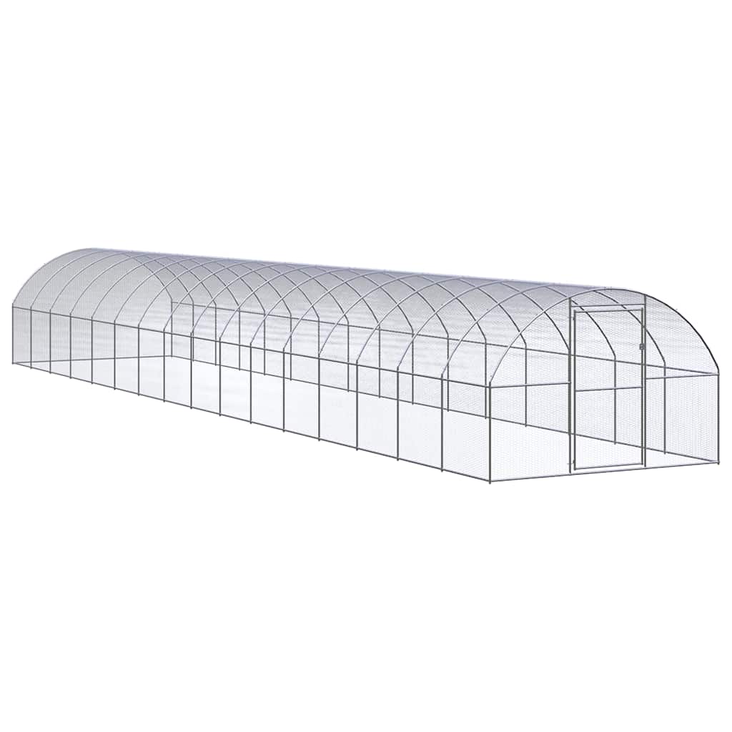 vidaXL Outdoor Chicken Coop 3x16x2 m Galvanised Steel 1